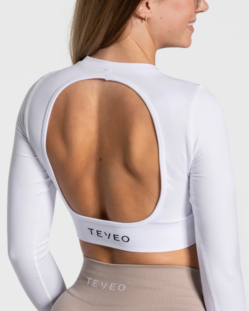 White Teveo Everyday Cut Out Women's Long Sleeve | UK-IBWR86172