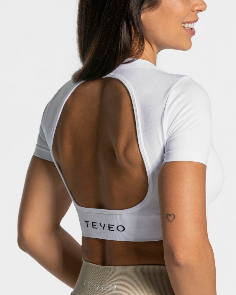 White Teveo Everyday Cut Out Women's T-Shirt | UK-NDMA28619