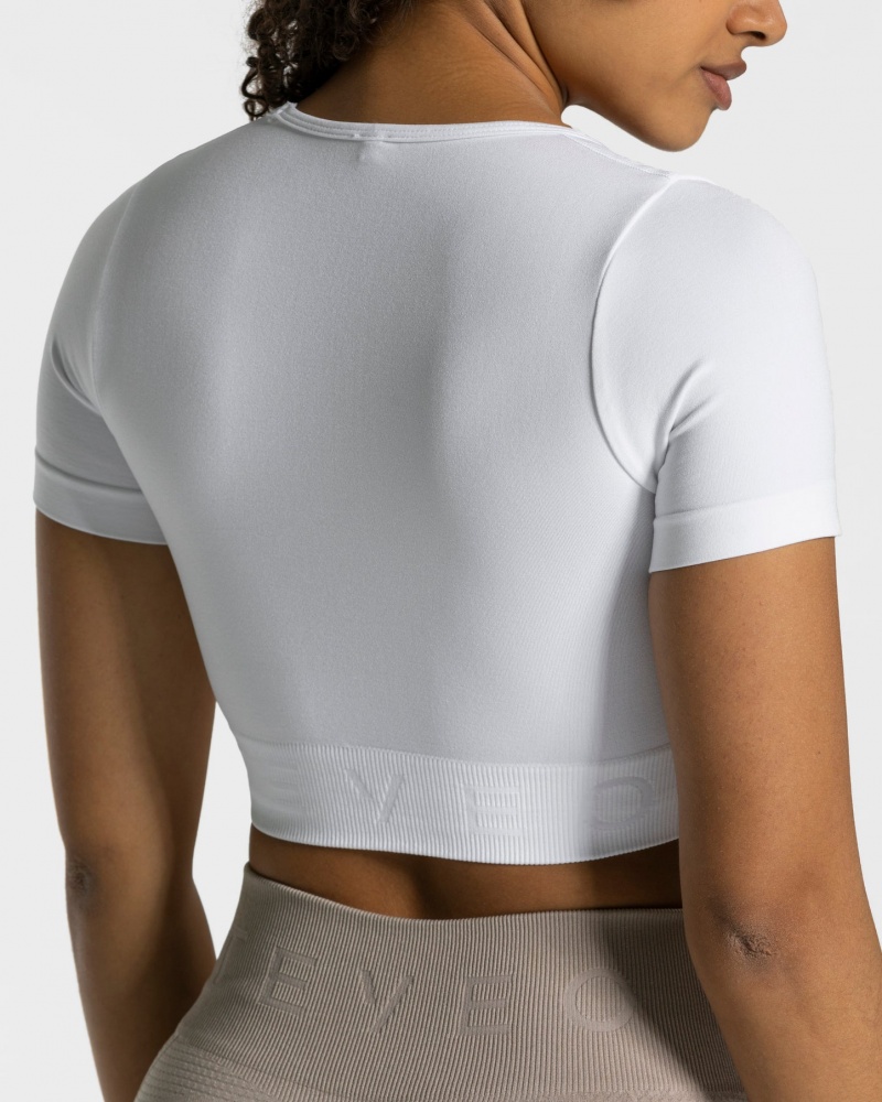 White Teveo Focus Crop Women's Tops | UK-GBAM91407