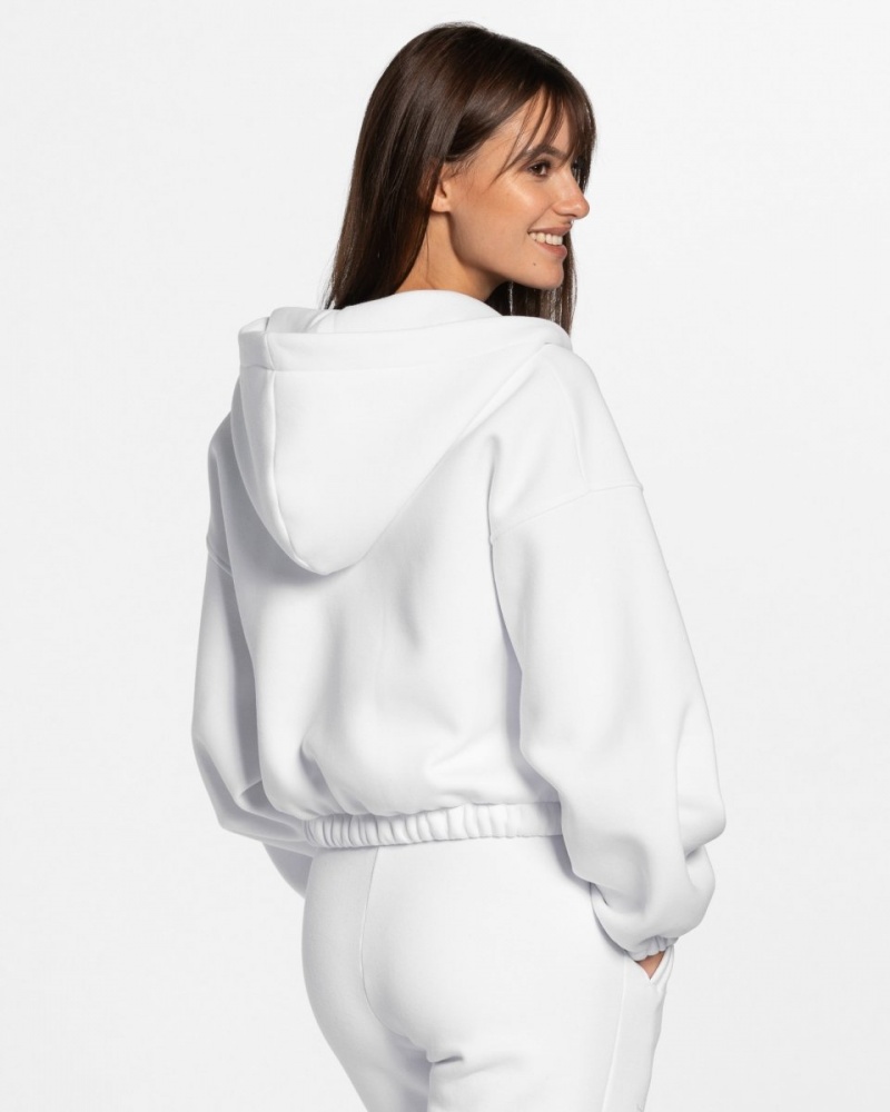 White Teveo Iconic Oversized Women's Hoodie | UK-ELQG08167