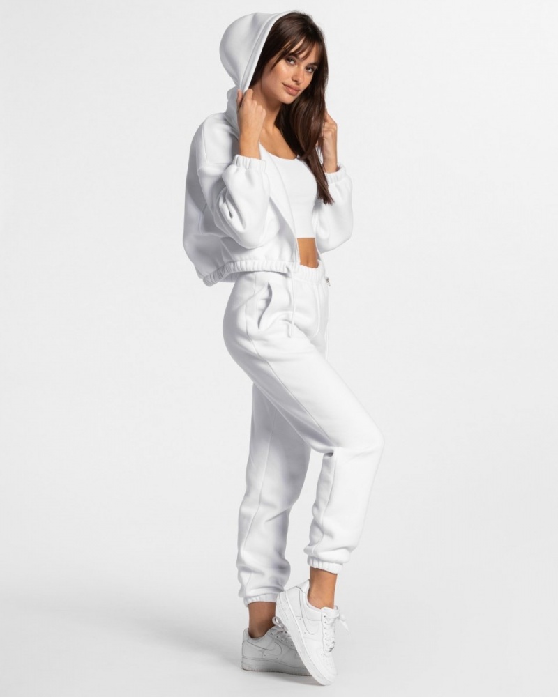 White Teveo Iconic Oversized Women's Hoodie | UK-ELQG08167