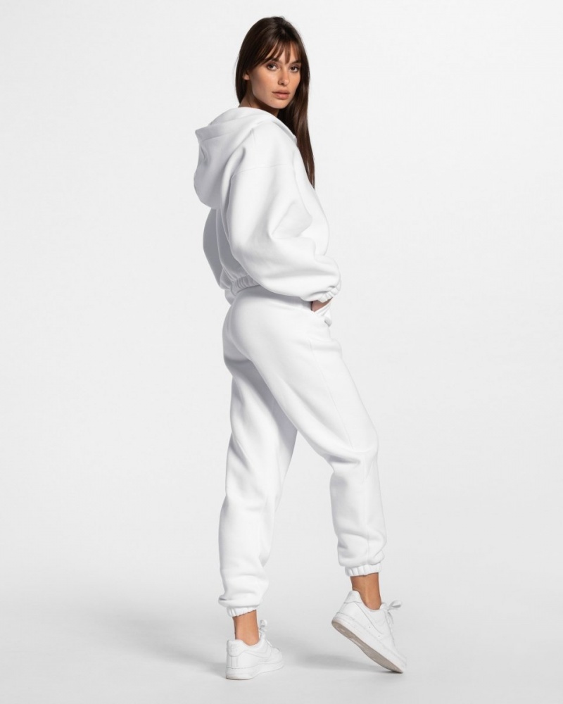 White Teveo Iconic Oversized Women's Hoodie | UK-ELQG08167