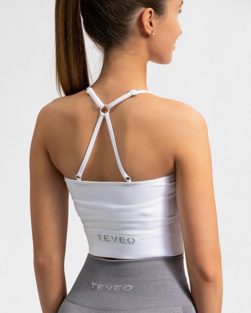 White Teveo Power Women's Sports Bra | UK-ONSK72514