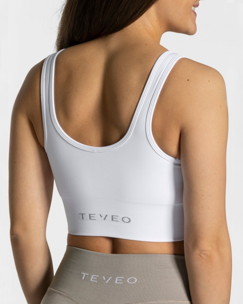 White Teveo Sensation Women's Sports Bra | UK-NAOV52918