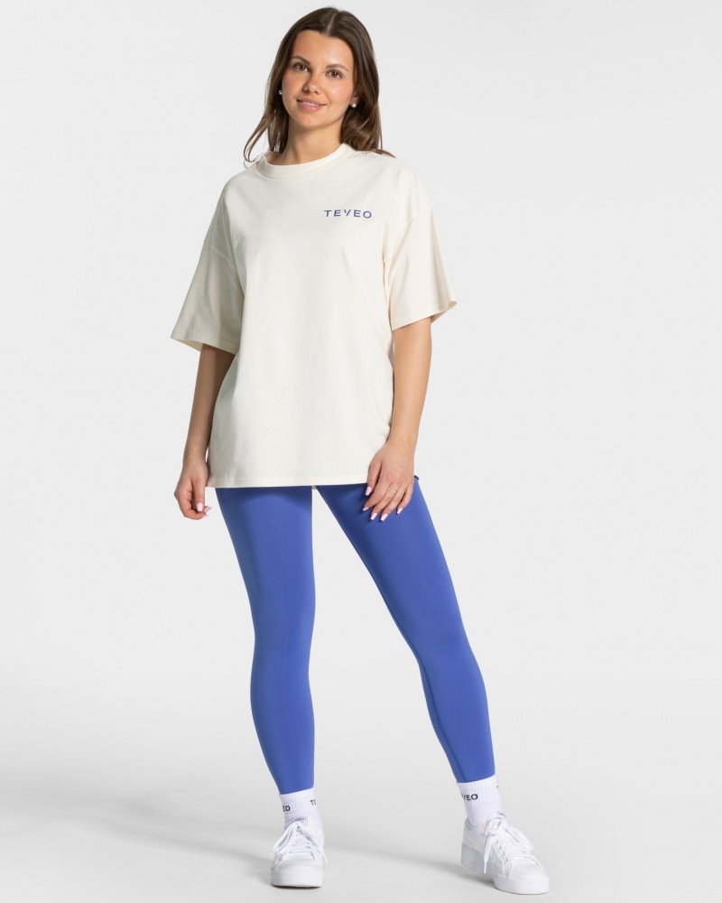 White Teveo Signature Oversized Women's T-Shirt | UK-YNZB93781