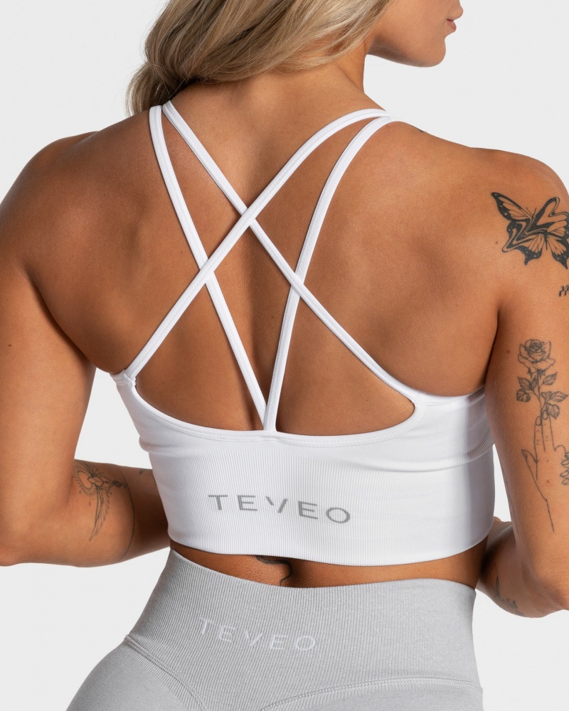 White Teveo Statement Women's Sports Bra | UK-TRWB27831