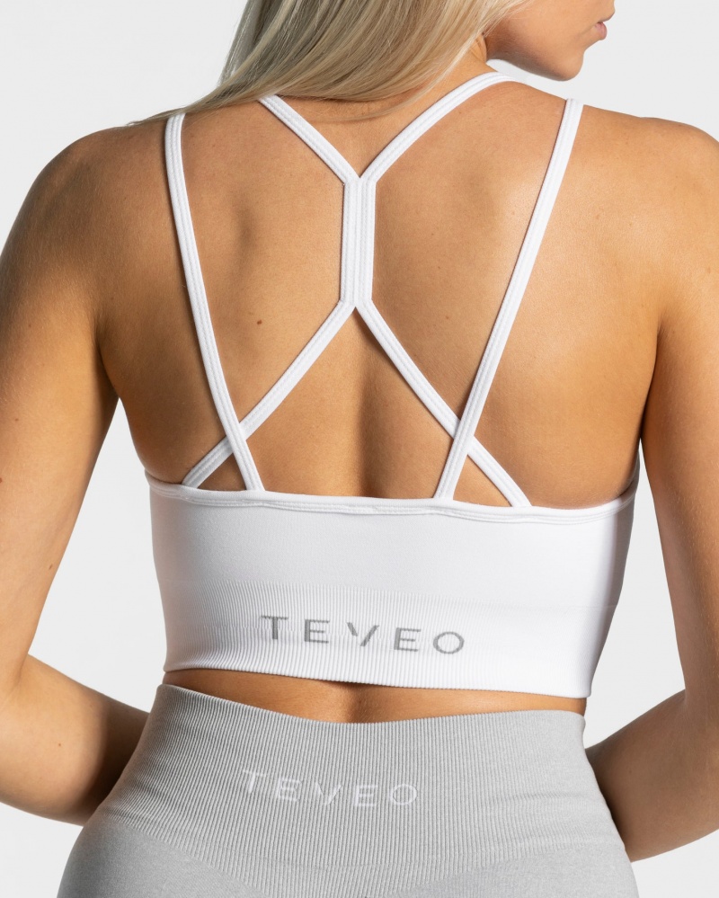 White Teveo Timeless Scrunch Women's Sports Bra | UK-DWZE86931