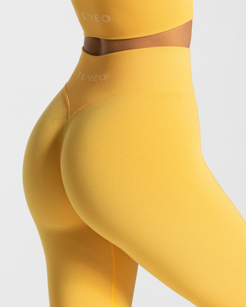 Yellow Teveo Statement Scrunch Women's Leggings | UK-WXZG75296