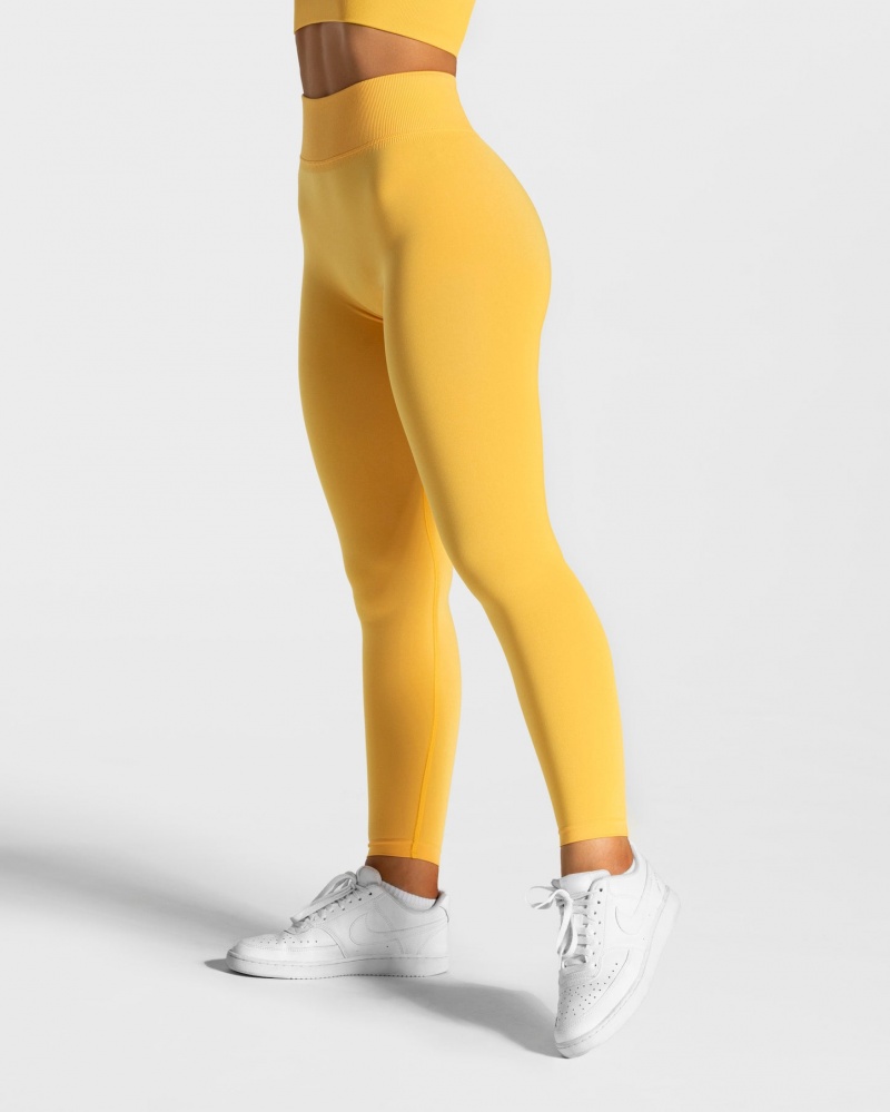 Yellow Teveo Statement Scrunch Women\'s Leggings | UK-WXZG75296