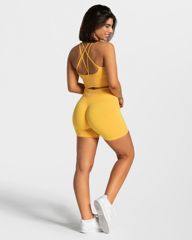 Yellow Teveo Statement Scrunch Women's Shorts | UK-GLYJ94786